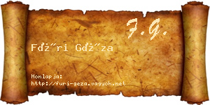 Füri Géza névjegykártya